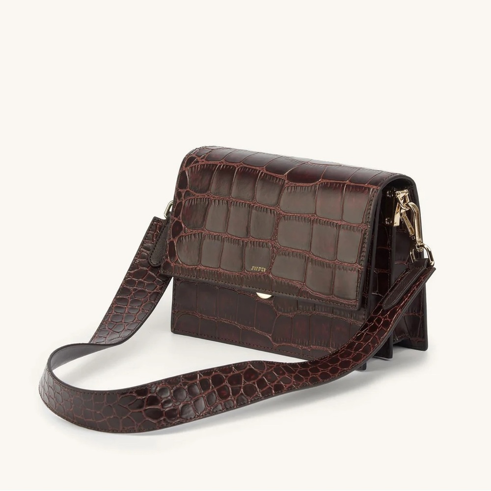 NWT | JW PEI | Mini Flap Crossbody in Brown Croc